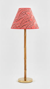 16" hand-marbled empire lamp with florentine pink marbled shade, bamboo-style stem and gold base