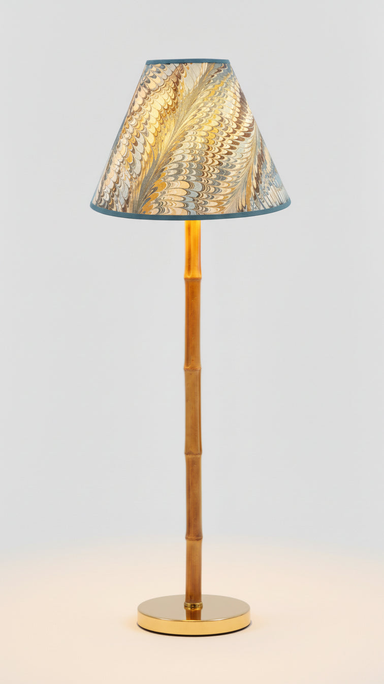 16" Hand-Marbled Empire Lamp lit up - Inner Child whimsical design