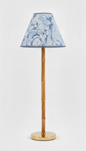 16" hand-marbled empire lamp with bamboo-style stand and gold base