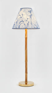 16" hand-marbled empire lamp with bamboo-style stand and gold base