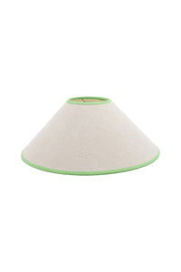 16" tapered cone lampshade with linen green trim