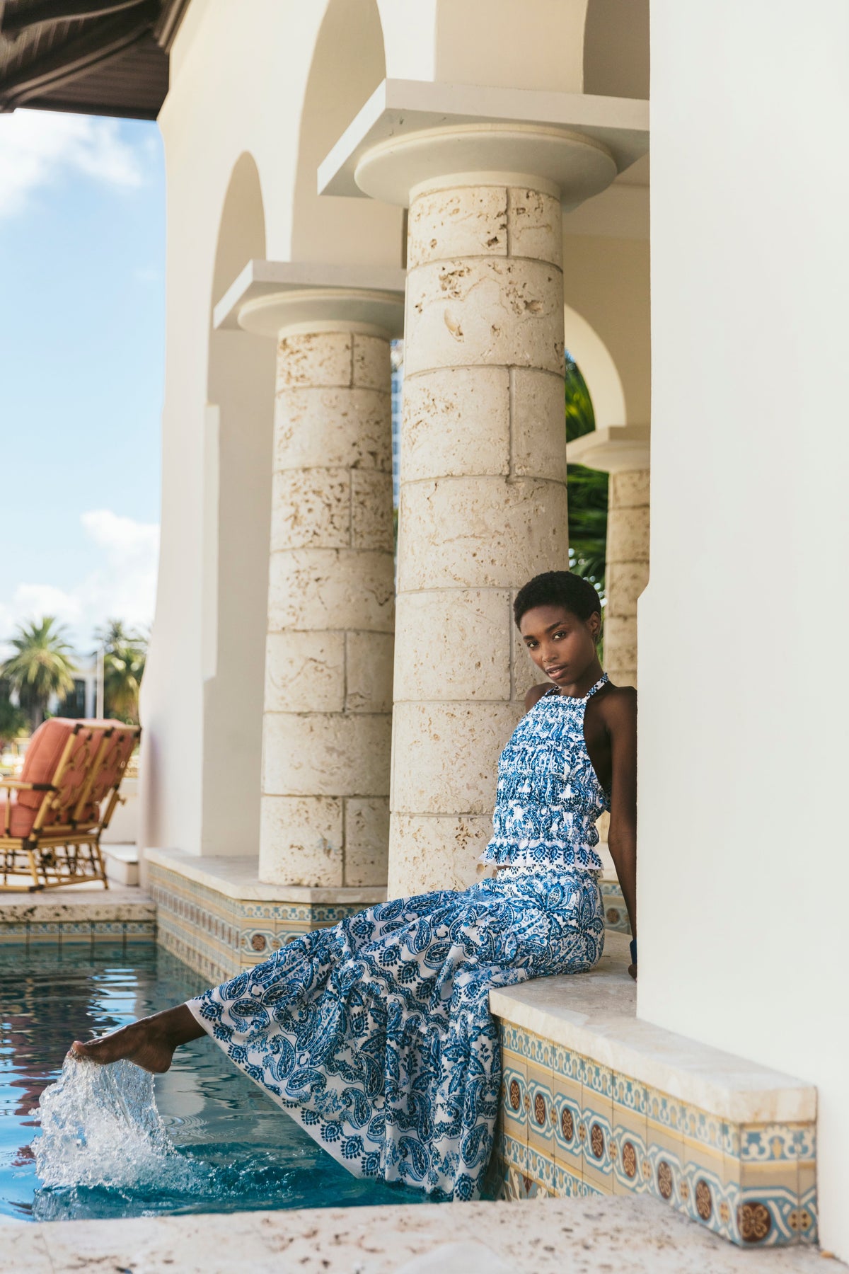 Melanie Skirt in Palm Paisley Sky