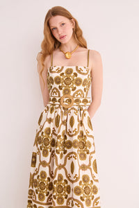 Lee Midi Dress in Mod Floral Olive