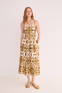 Lee Midi Dress in Mod Floral Olive