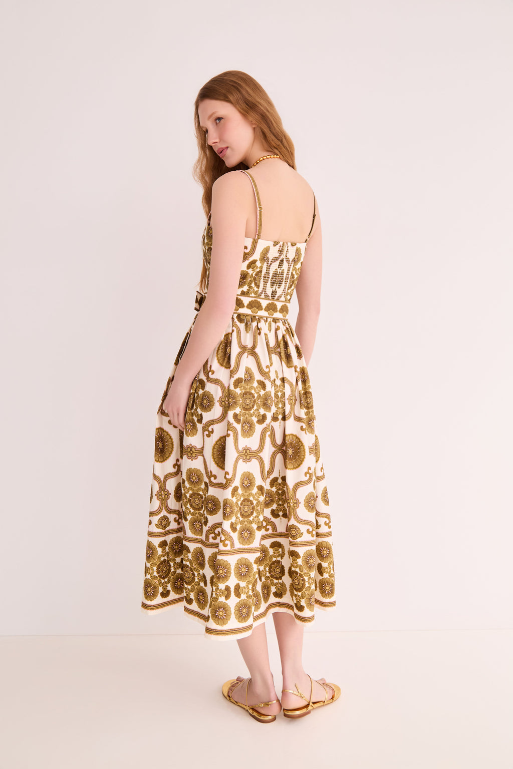 Lee Midi Dress in Mod Floral Olive