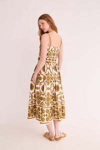 Lee Midi Dress in Mod Floral Olive