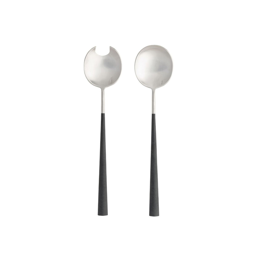 Mito Collection Salad Serving Set in Brushed Black Cable, Set of 2