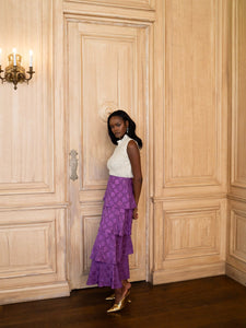 Brenda Skirt in Plum Floral Jacquard