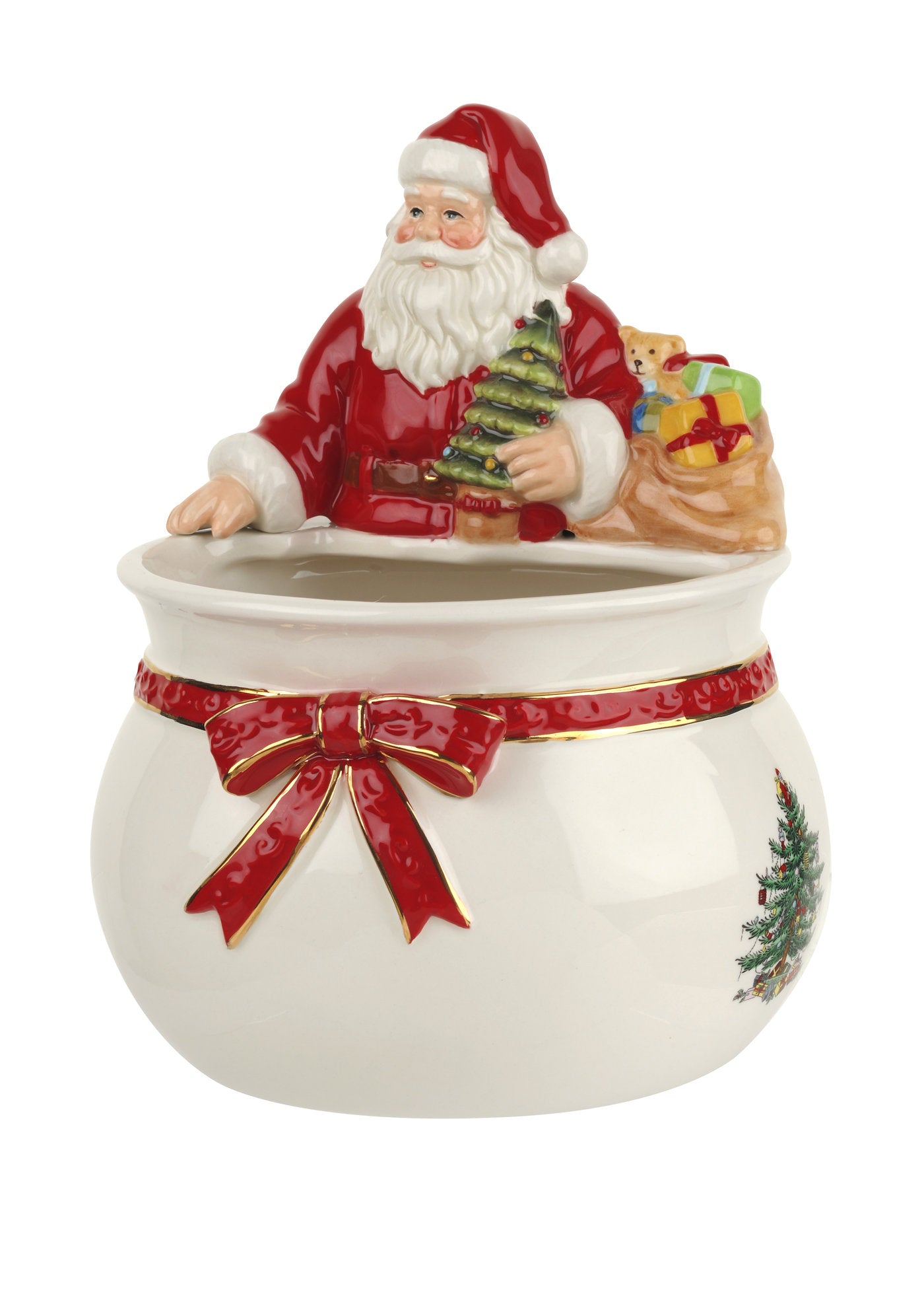Christmas Tree Figural Santa Candy Bowl