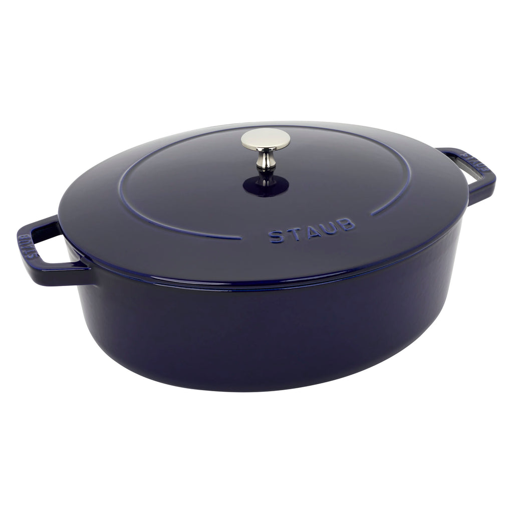 Cast Iron 6.25-qt Shallow Oval Dutch Oven in Dark Blue