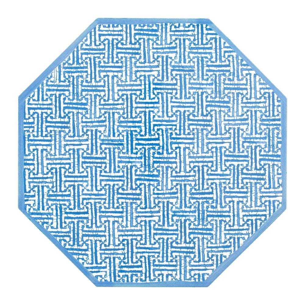 Fretwork Octagonal Lacquer Placemat in Blue