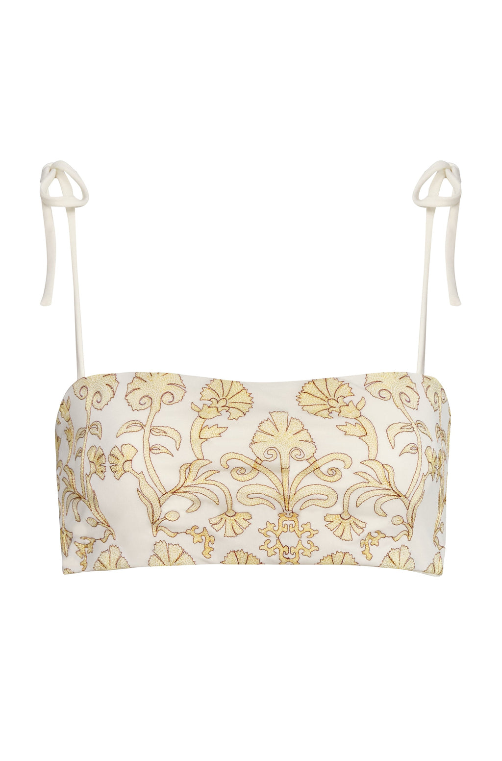San Miguel Embroidered Top in Yellow Flowers & Ivory
