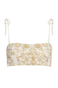 San Miguel Embroidered Top in Yellow Flowers & Ivory