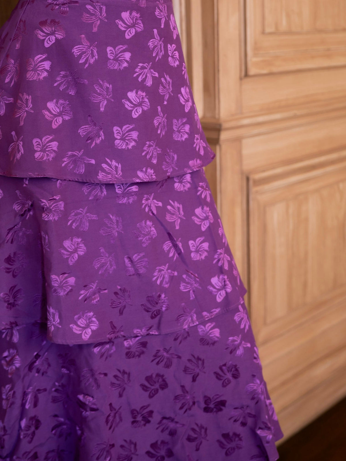 Brenda Skirt in Plum Floral Jacquard