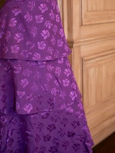 Brenda Skirt in Plum Floral Jacquard