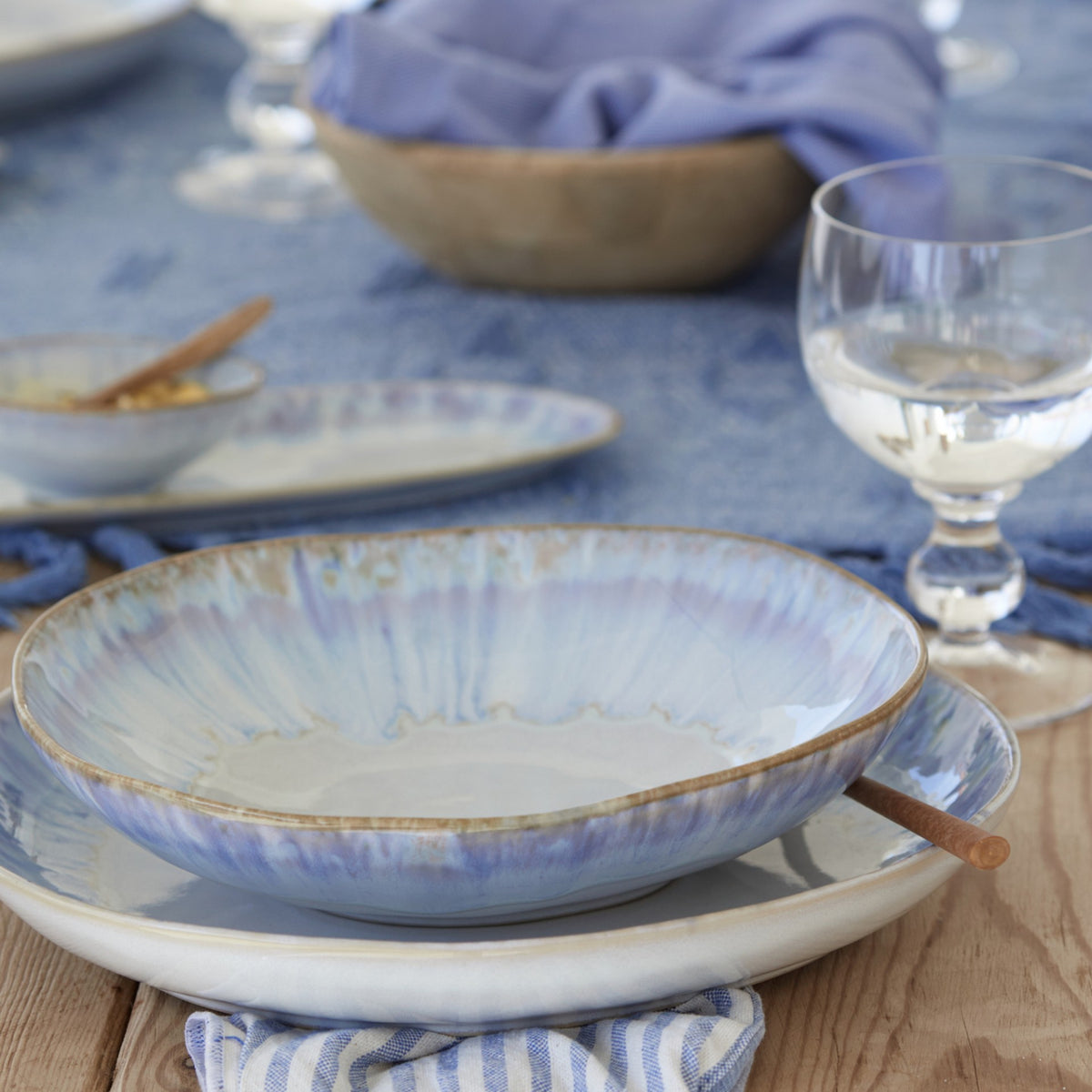 Brisa Collection Pasta Bowls 9" in Ria Blue, Set of 6
