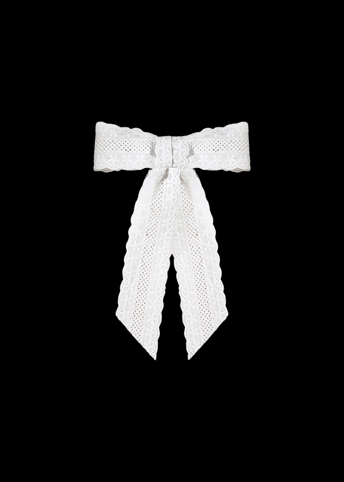 Eyelet Bow Barrette in White