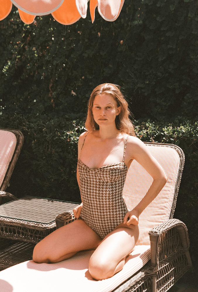 The Bowie One Piece in Houndstooth