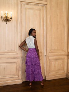 Brenda Skirt in Plum Floral Jacquard