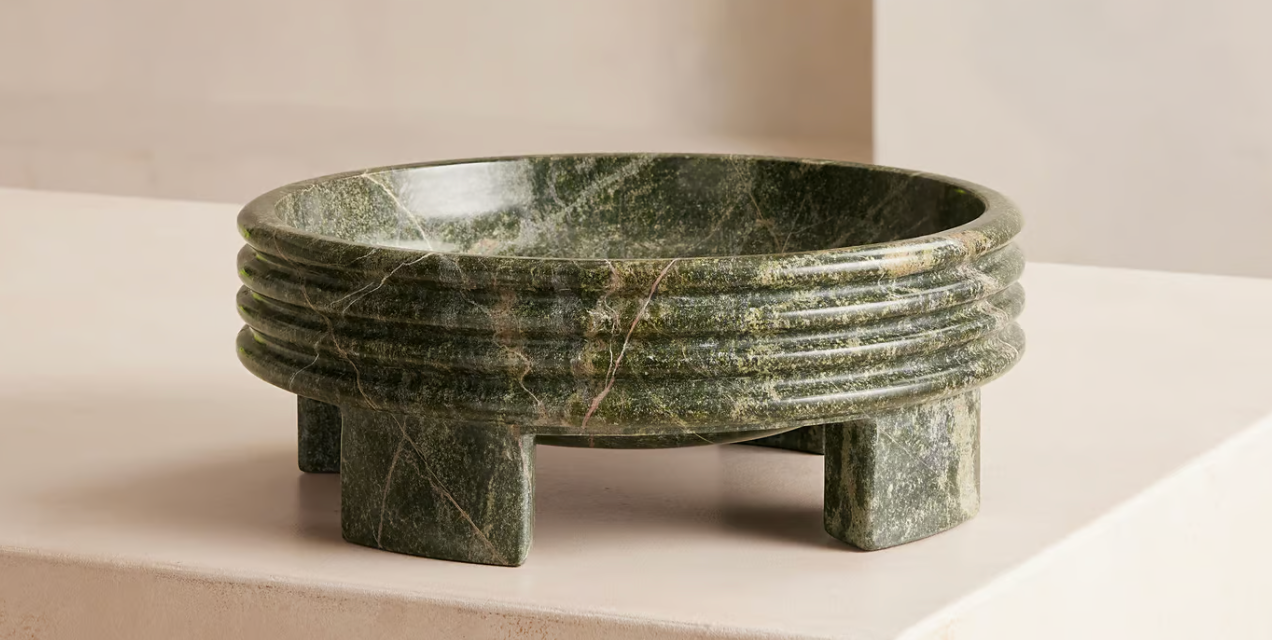 Charlecote Marble Bowl, Forest Green