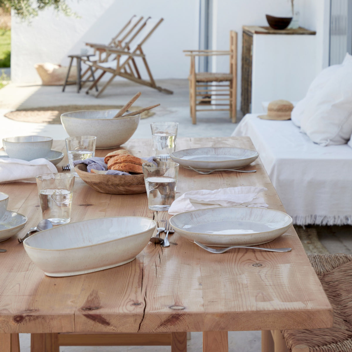 Eivissa Collection Serving Bowl in Sand Beige