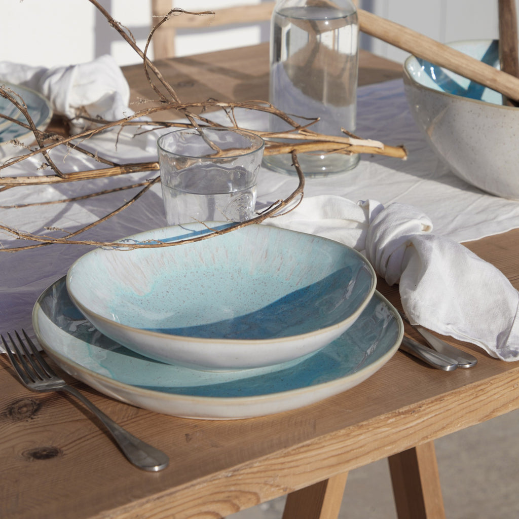 Eivissa Collection Dinner Plates in Sea Blue, Set of 6