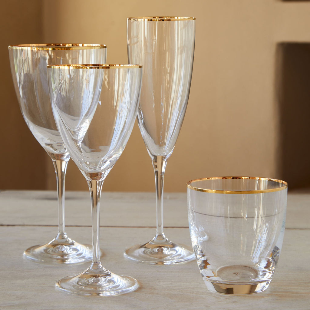 Sensa Collection Water Glasses 14 oz in Golden Rim, Set of 6