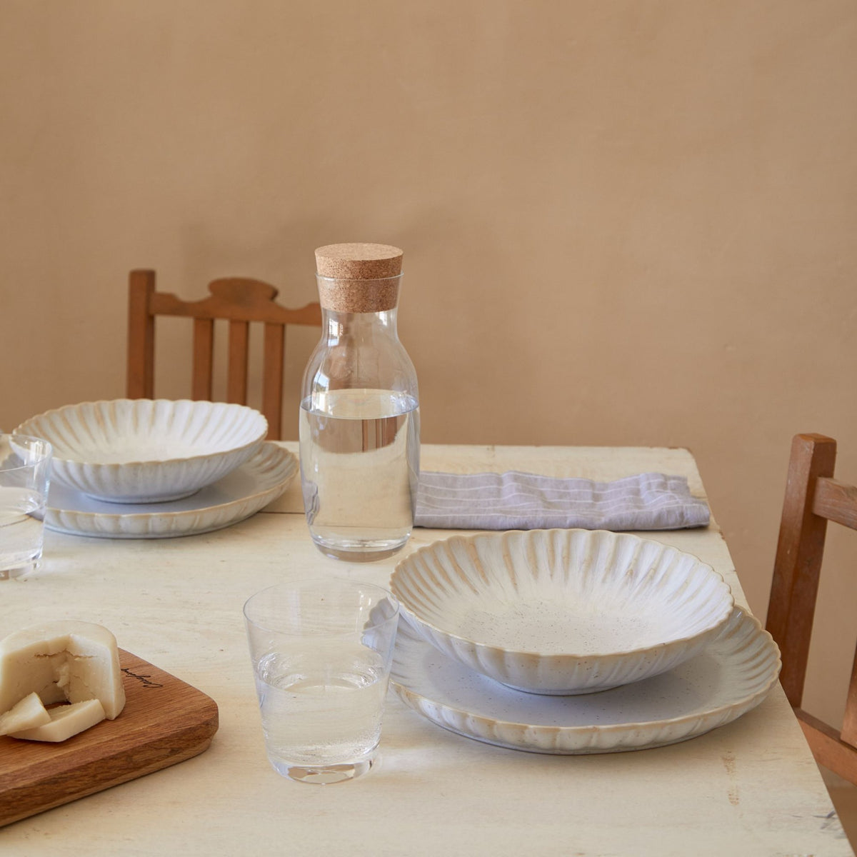 Mallorca Collection Dinner Plates in Sand Beige, Set of 6