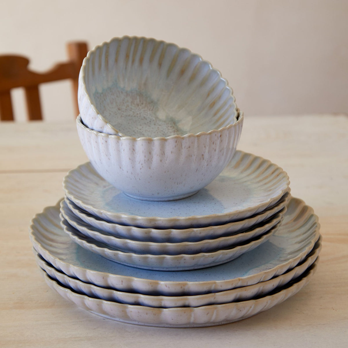 Mallorca Collection Dinner Plates in Sea Blue, Set of 6