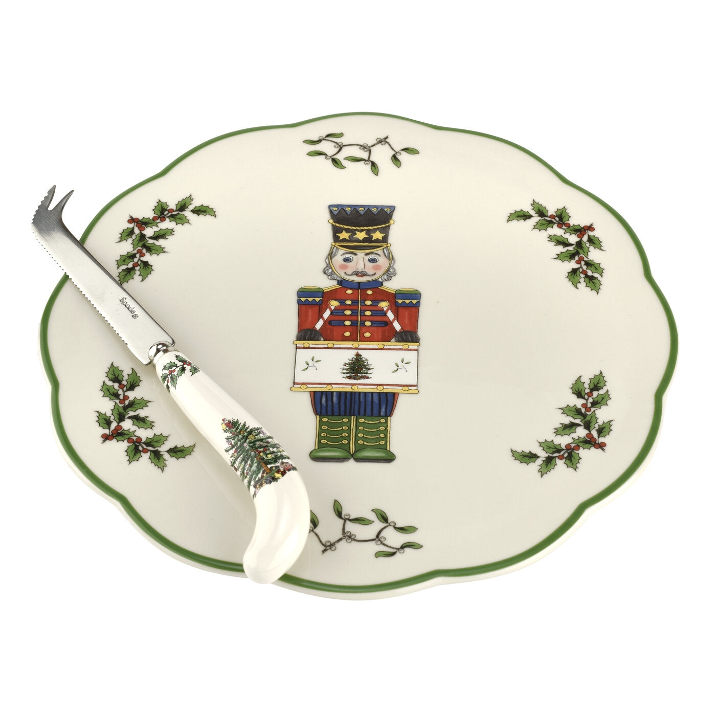 Christmas Tree Nutcracker Cheese Plate with Knife
