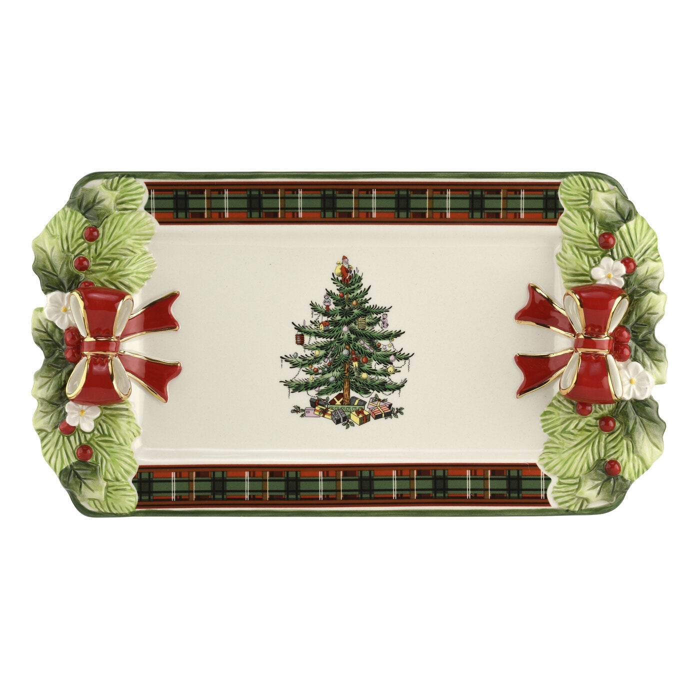 Christmas Tree Figural 12" Tartan Tray