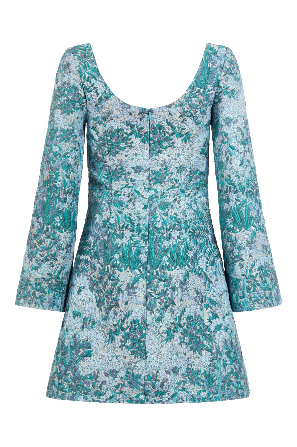 Jane Teal Floral Brocade Mini Dress