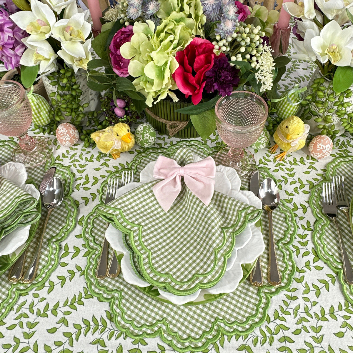 Bettina-Gingham Napkin in Green, Set of 4