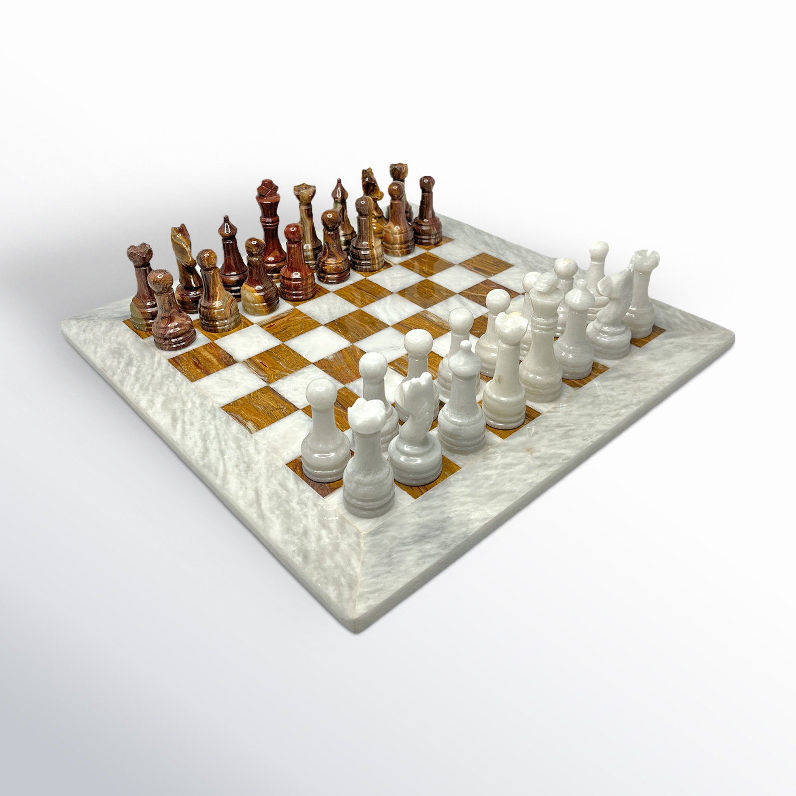 16" Handmade Marble Chess Set - Large Size Luxury Marble Chess Set With Elegant Gift