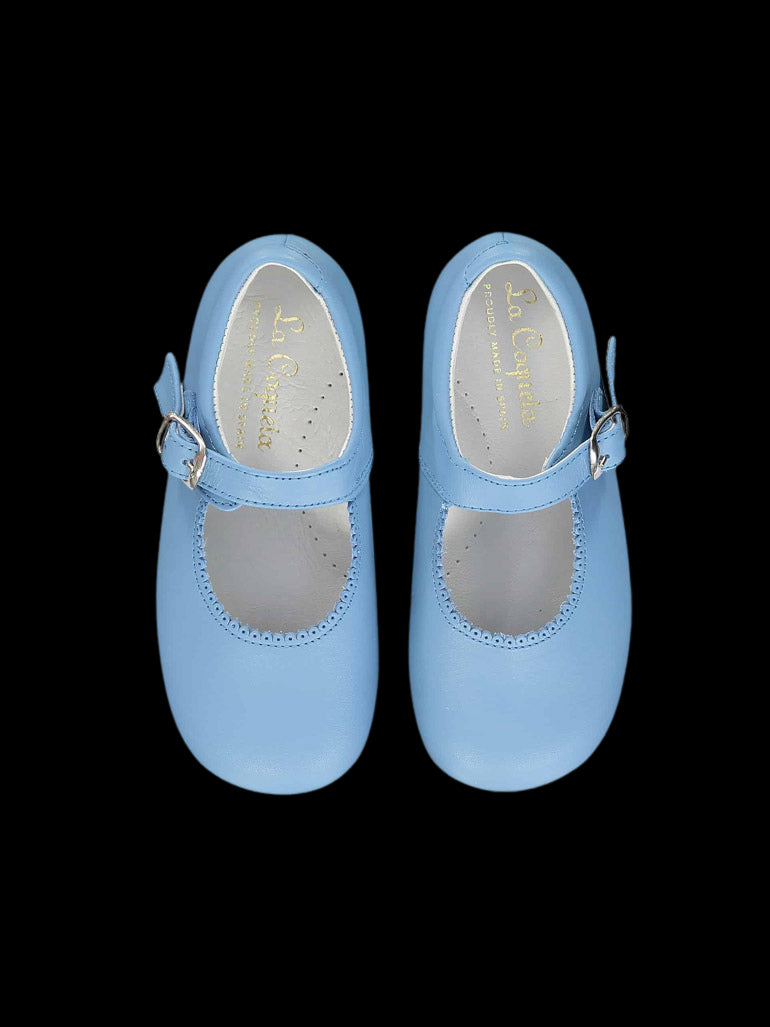 La Coqueta Mary Janes in Dusty Blue