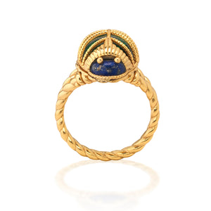 Scarab Petite Ring in Lapis/Malachite