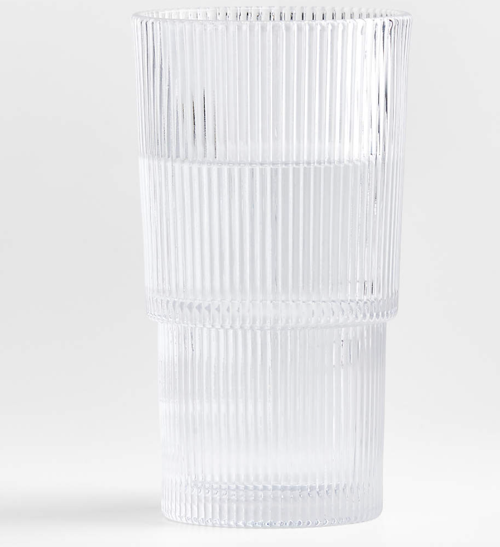 Atwell Tall Stackable Ribbed Glass in Clear