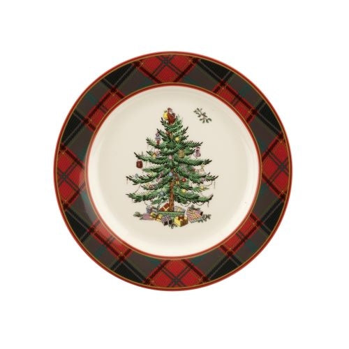 Christmas Tree Tartan 8" Salad Plates, Set of 4