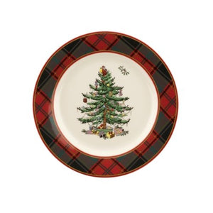 Christmas Tree Tartan 8" Salad Plates, Set of 4