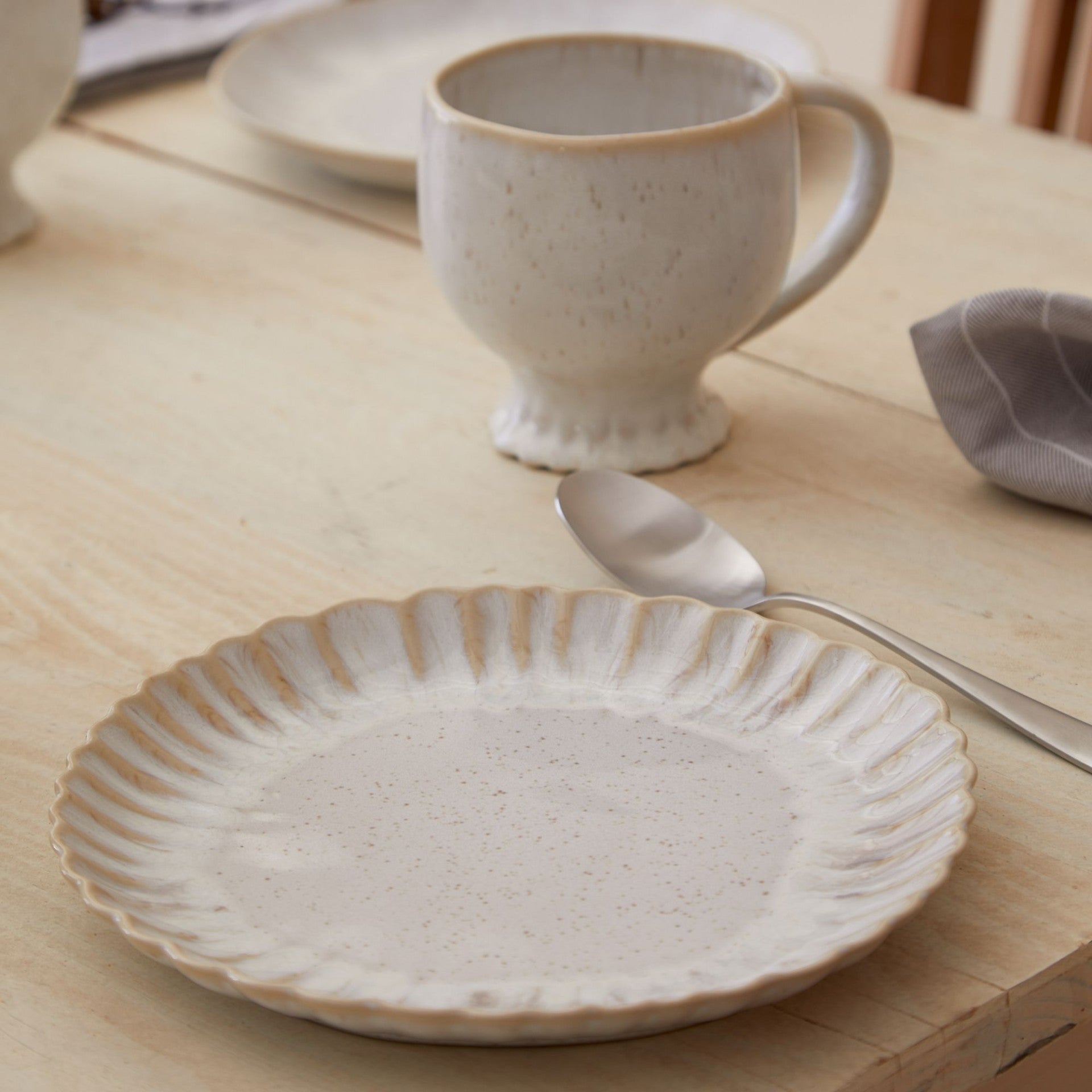Mallorca Collection Salad Plates in Sand Beige, Set of 6