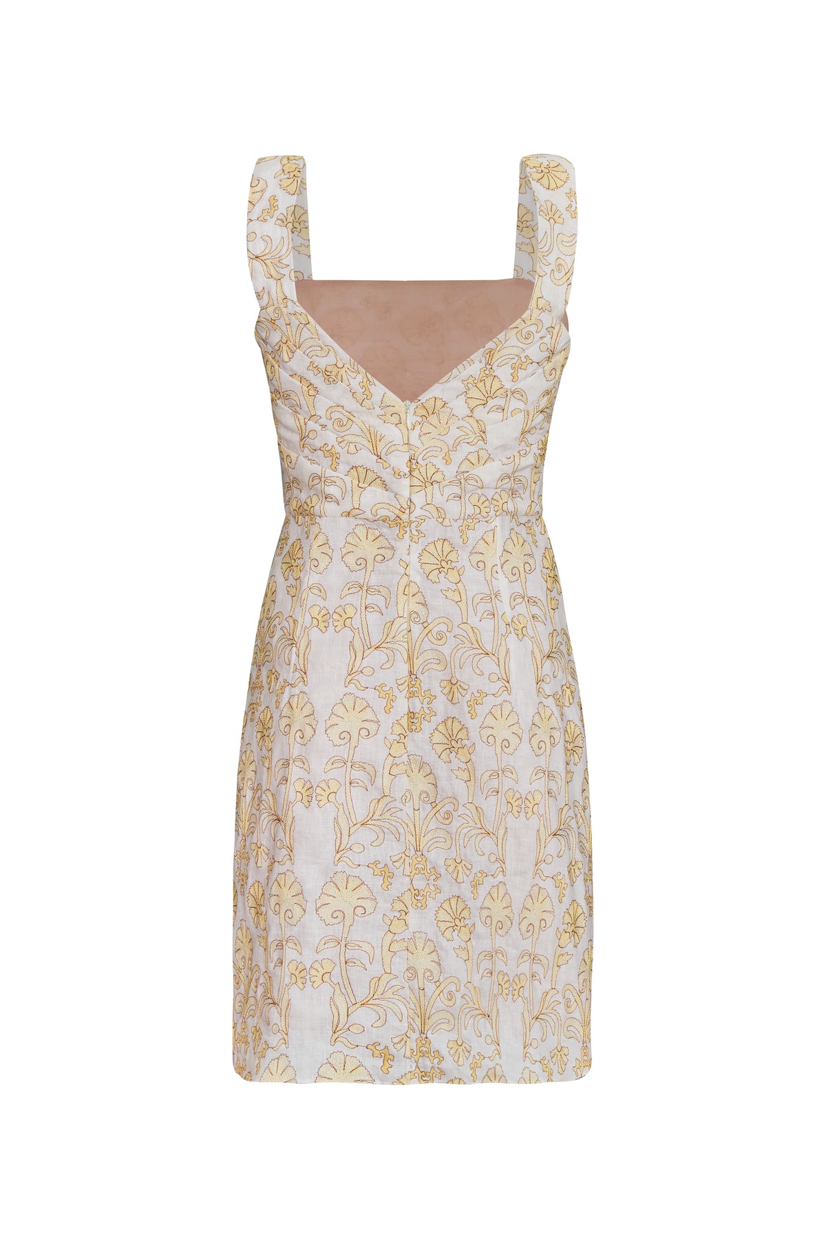 Micaela Embroidered Linen Mini Dress in Yellow Flowers