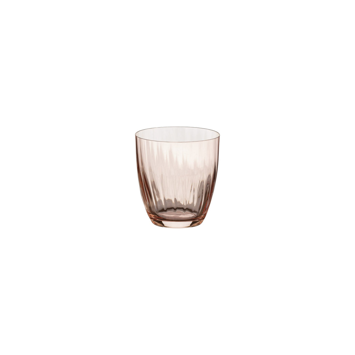 Front view of Sensa Collection tumbler in Pink Magnolia showcasing cut rim and crystalline glass with white background