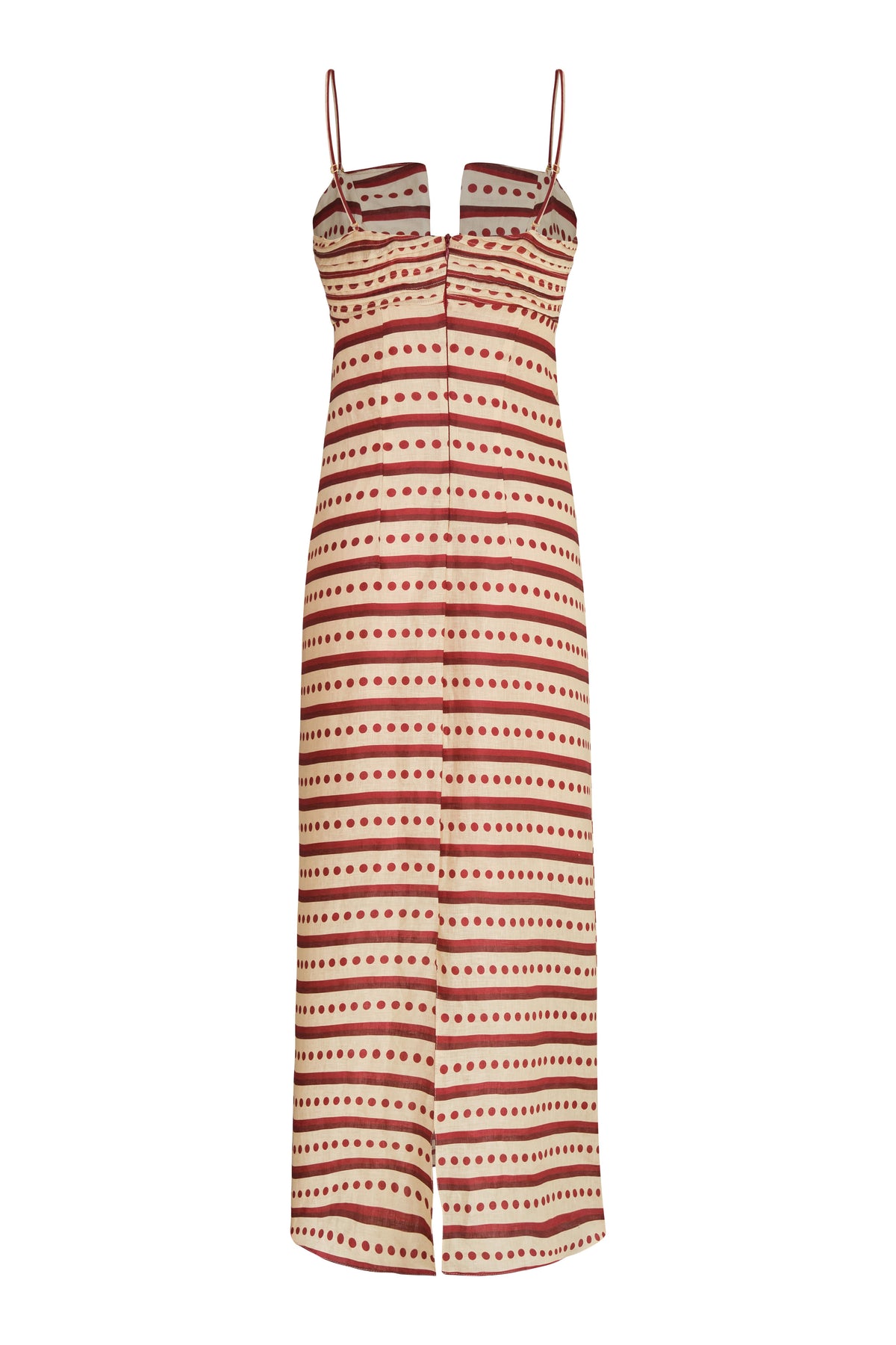 Antigua Linen Midi Dress in Red Stripes