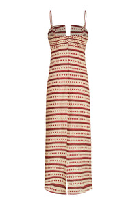 Antigua Linen Midi Dress in Red Stripes