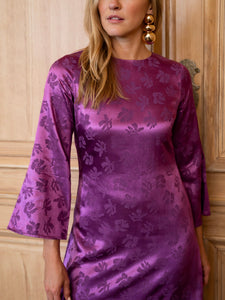 Ariana Dress in Plum Floral Jacquard