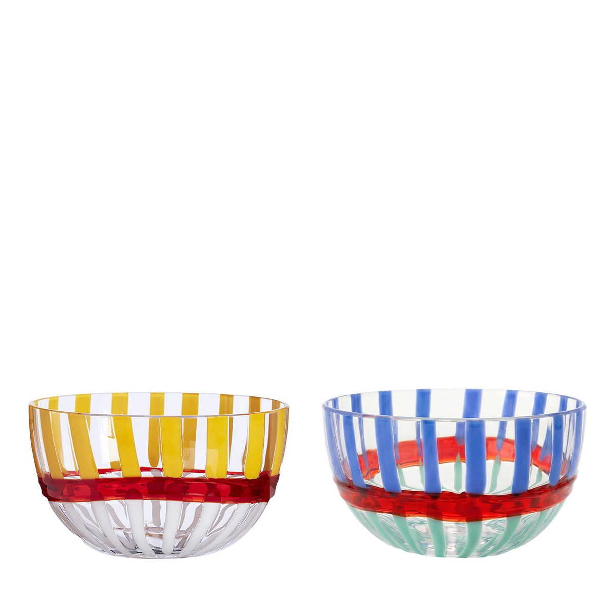 Carlo Moretti LE DIVERSE SET OF 2 MULTICOLOR STRIPED BOWLS