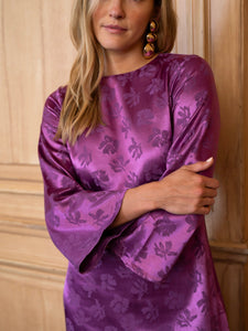 Ariana Dress in Plum Floral Jacquard