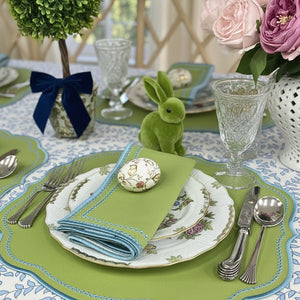 Luxury Easter table with embroidered napkins and embroidered placemats