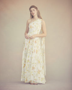 Remy Dress in Ivory Bloom Silk Chiffon