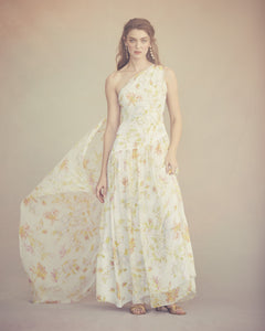 Remy Dress in Ivory Bloom Silk Chiffon